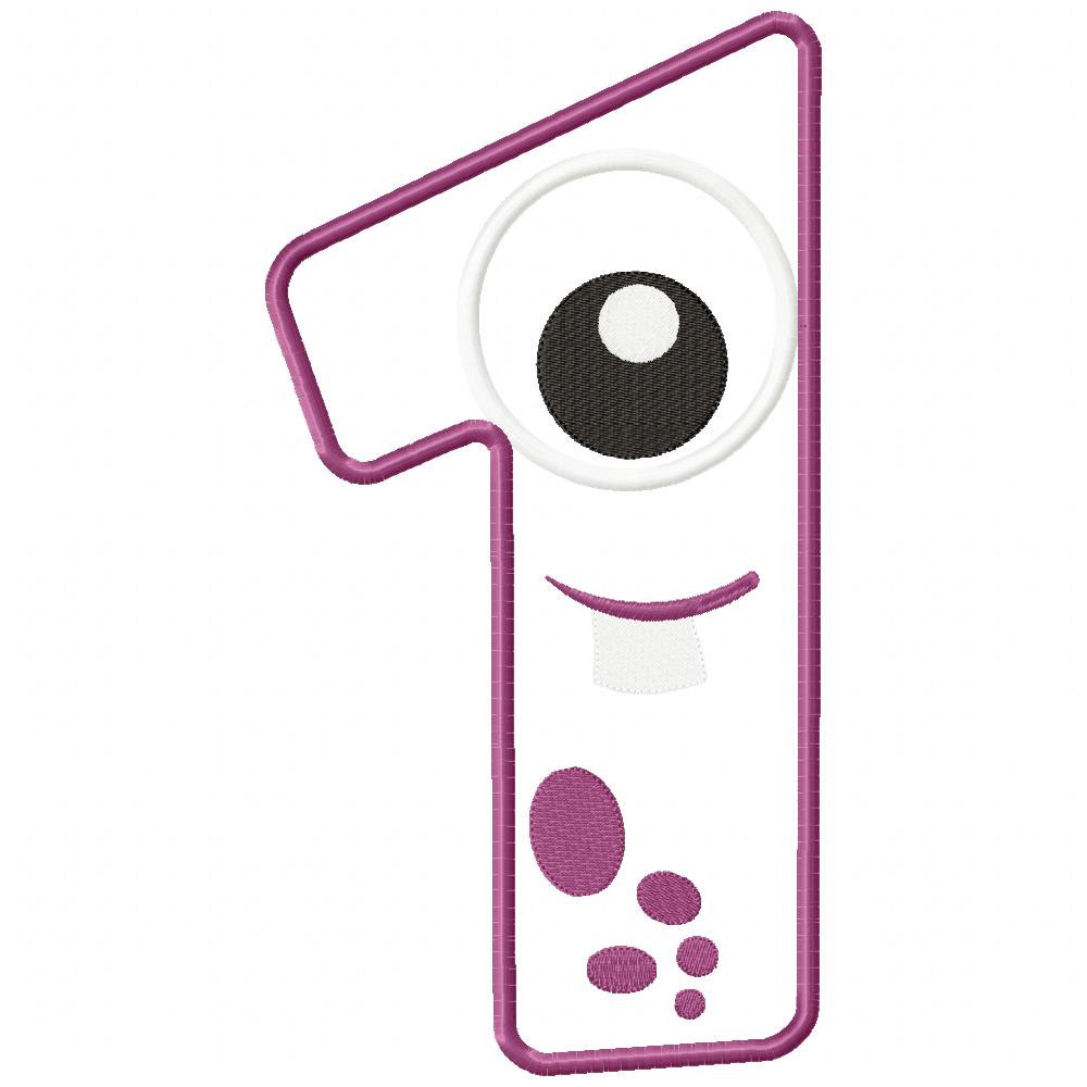 Matriz de Bordado Monstrinho Número Um Divertido – Aplique