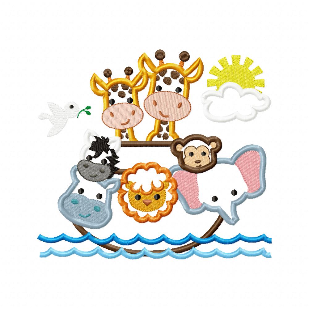 Matriz de Bordado Safari da Arca de Noé Divertido – Aplique