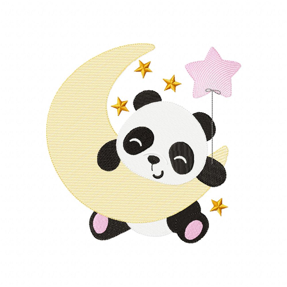 Matriz de Bordado Panda na Lua – Ponto Cheio
