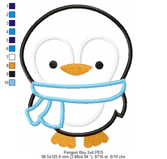 Matriz de Bordado Pinguim Fofo de Inverno – Aplique