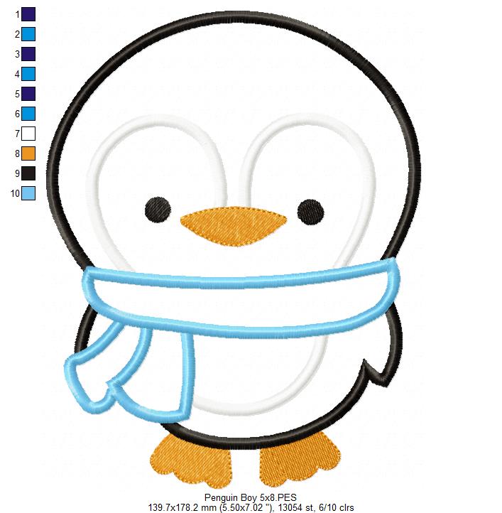 Matriz de Bordado Pinguim Fofo de Inverno – Aplique