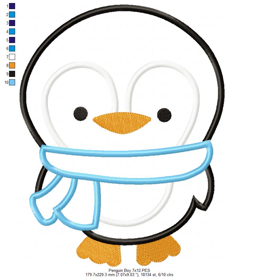 Matriz de Bordado Pinguim Fofo de Inverno – Aplique
