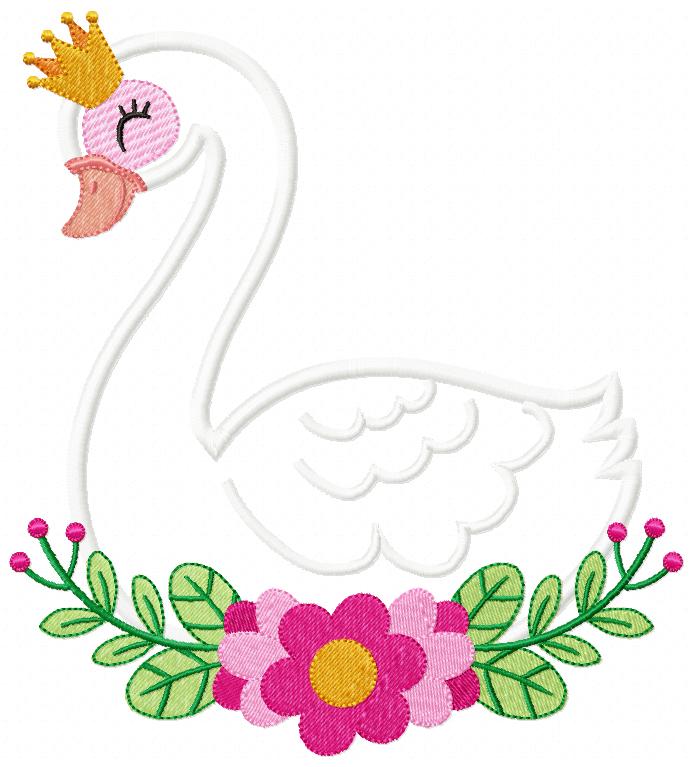 Matriz de Bordado Cisne Princesa Encantado – Aplique
