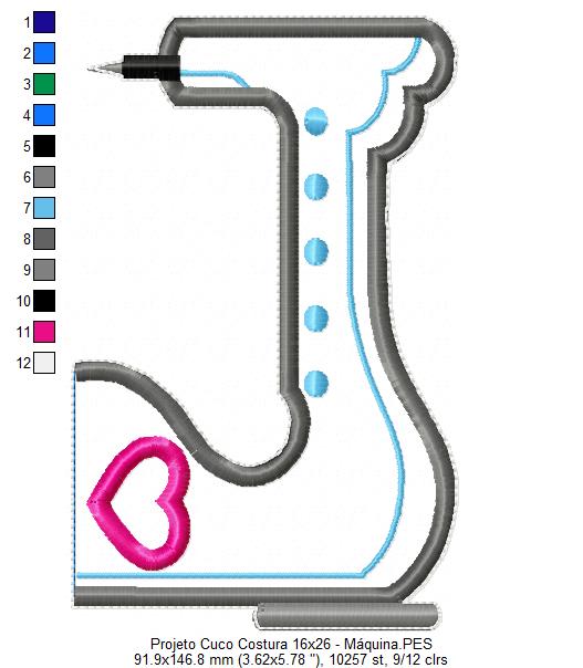 Matriz de Bordado Relógio Ateliê de Costura – Projeto ITH