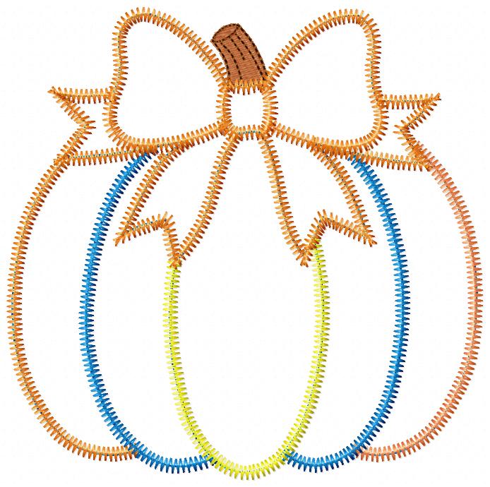 Matriz de Bordado Abóbora Patchwork Fofinha – Aplique Zigzag