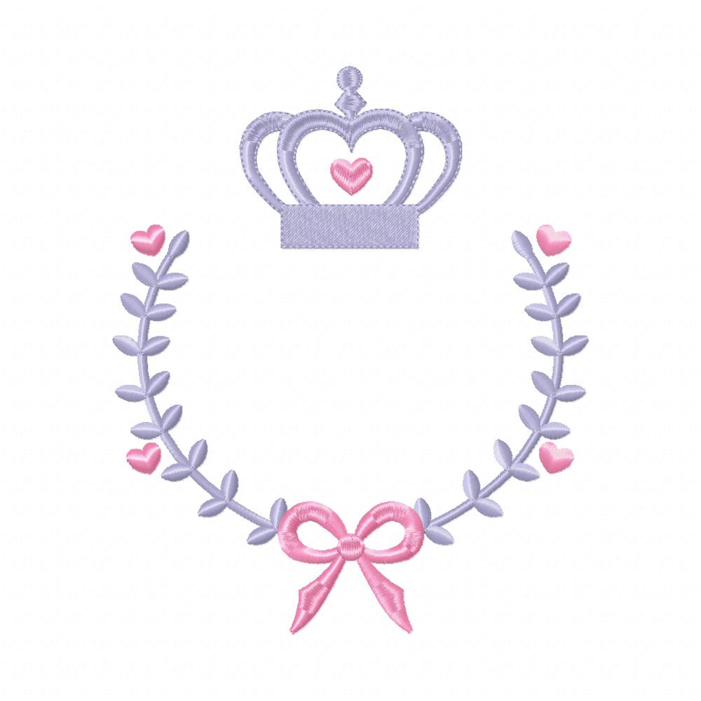 Matriz de Bordado Moldura Coroa com Coração e Laço – Ponto Satim