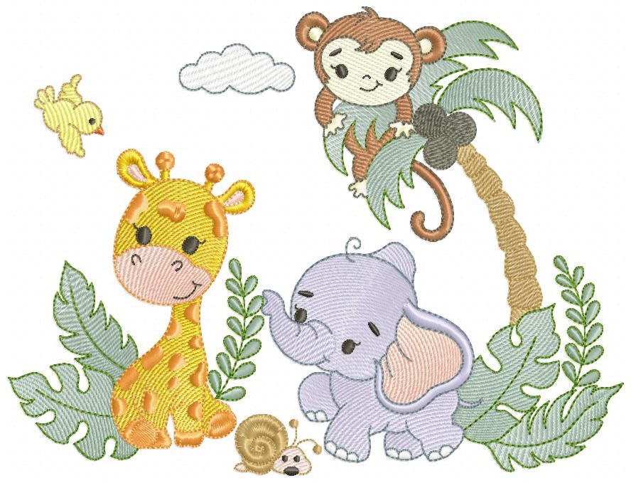 Matriz de Bordado Safari Bebê – Ponto Sketch