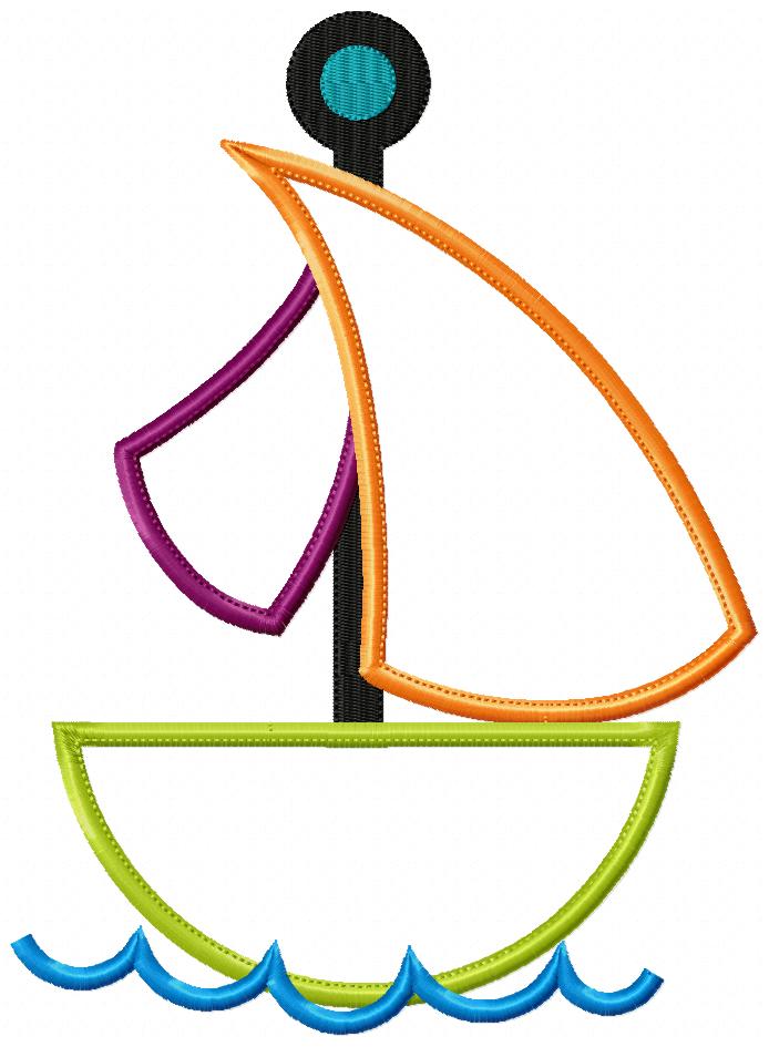 Matriz de Bordado Barquinho com Velas Coloridas – Aplique
