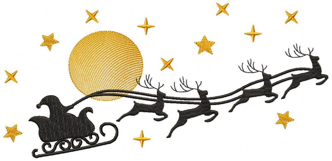 Matriz de Bordado Trenó do Papai Noel - Ponto Cheio