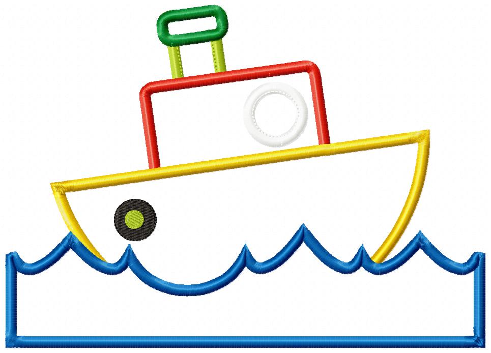 Matriz de Bordado Barquinho Colorido nas Ondas – Aplique