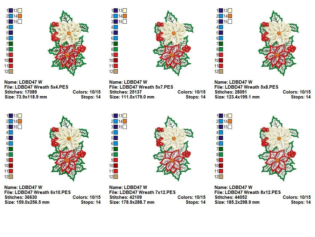 Matriz de Bordado Dupla de Poinsettias Mágicas - Aplique