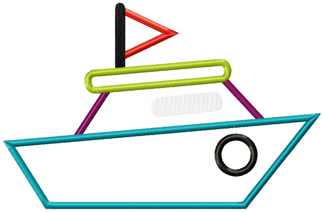 Matriz de Bordado Barquinho Azul com Bandeira – Aplique
