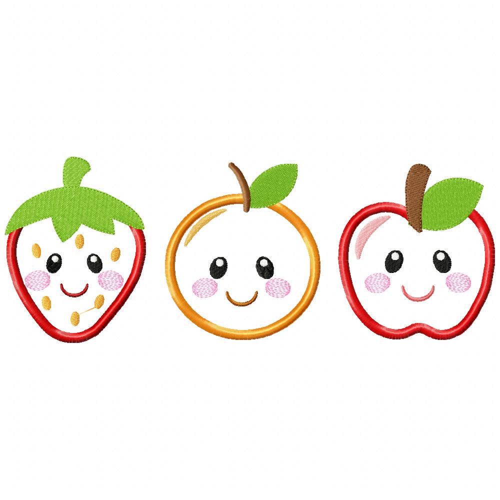 Matriz de Bordado Frutinhas Sorridentes – Aplique