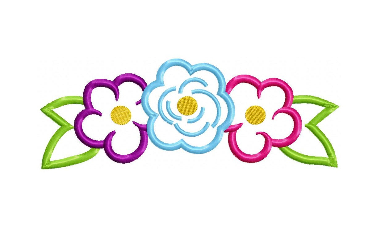 Matriz de Bordado Flores em Composição Romântica – Aplique