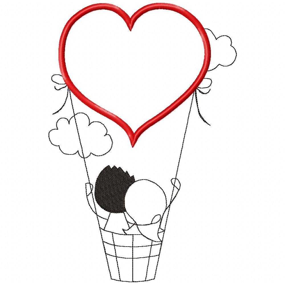 Matriz de Bordado Casal Apaixonado no Balão – Aplique