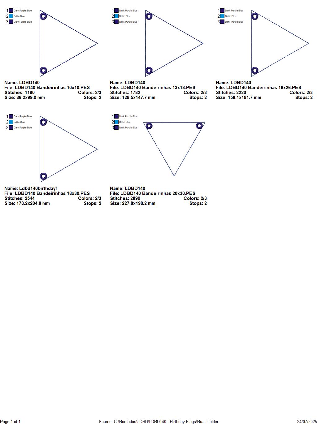 Matriz de Bordado Bandeirola Colorida – Projeto ITH