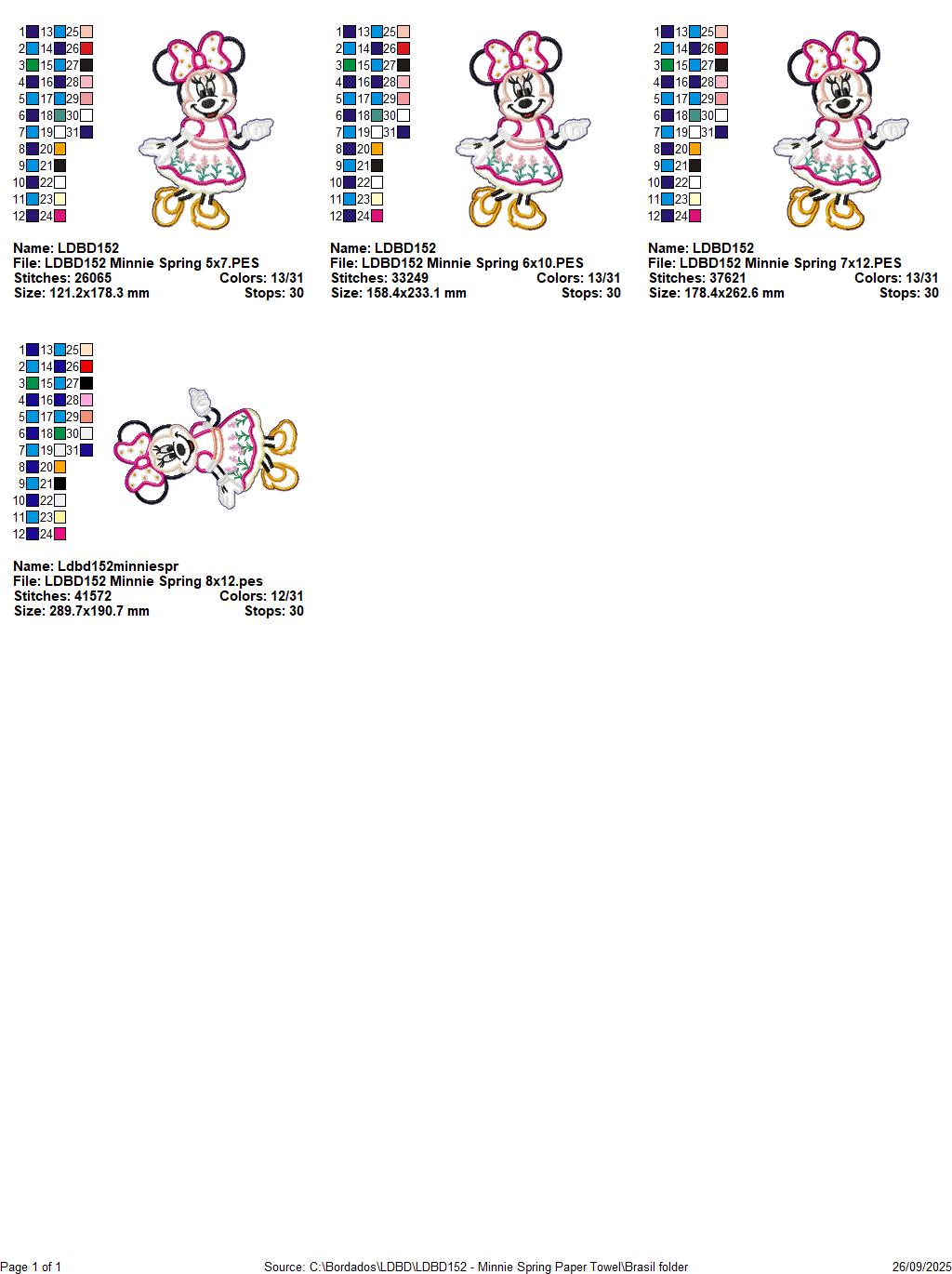 Matriz de Bordado Minnie para Suporte de Guardanapo – Projeto ITH