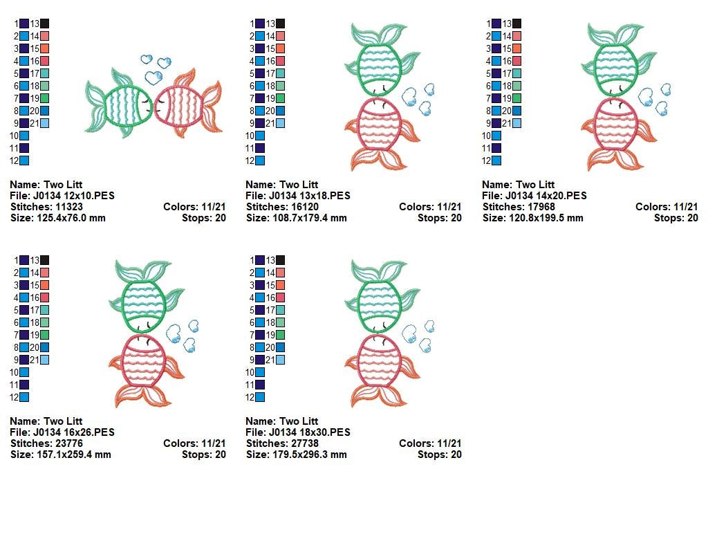 Matriz de Bordado Casal de Peixinhos – Aplique Delicado