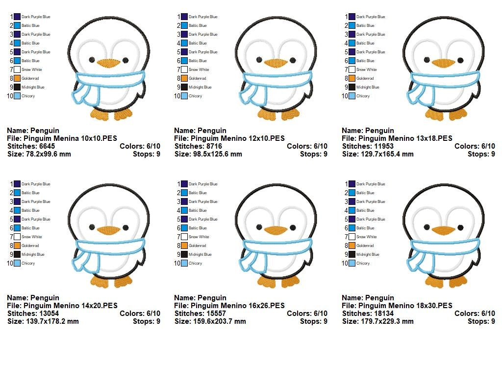 Matriz de Bordado Pinguim Fofo de Inverno – Aplique