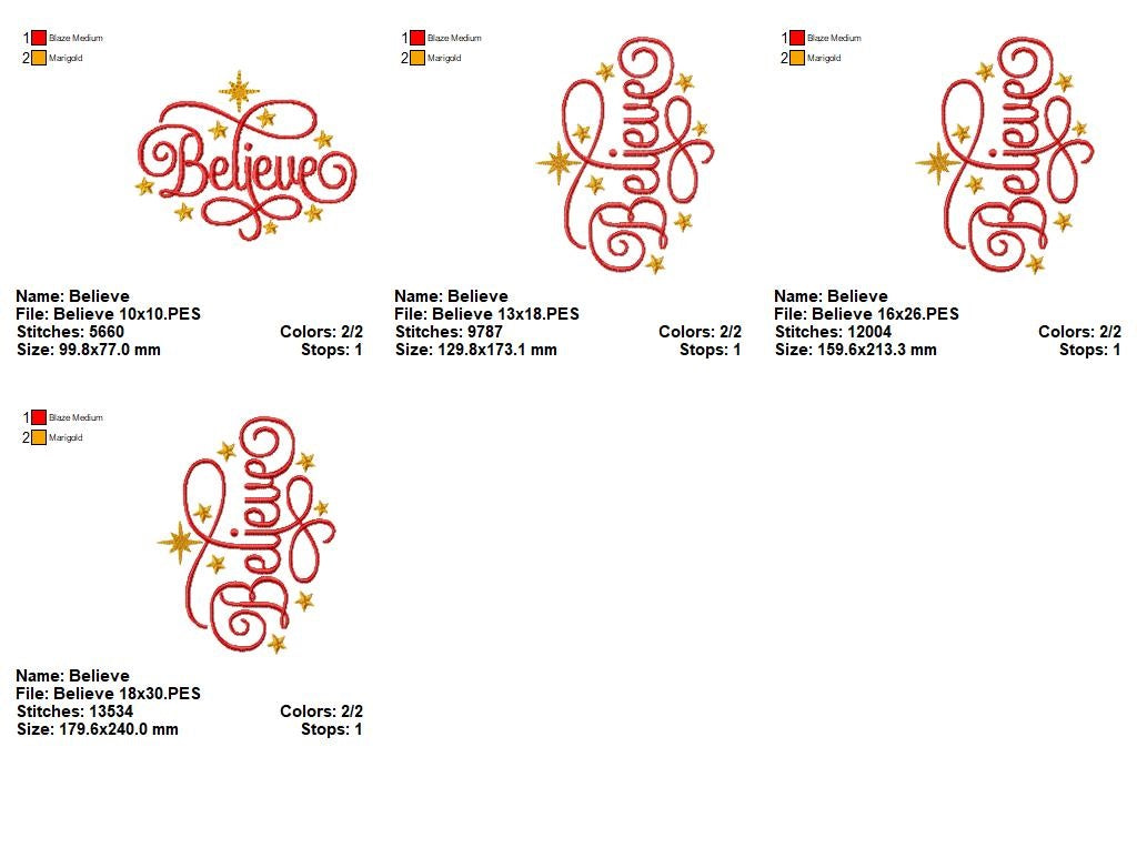 Matriz de Bordado Believe com Estrelas Natalinas – Ponto Satim