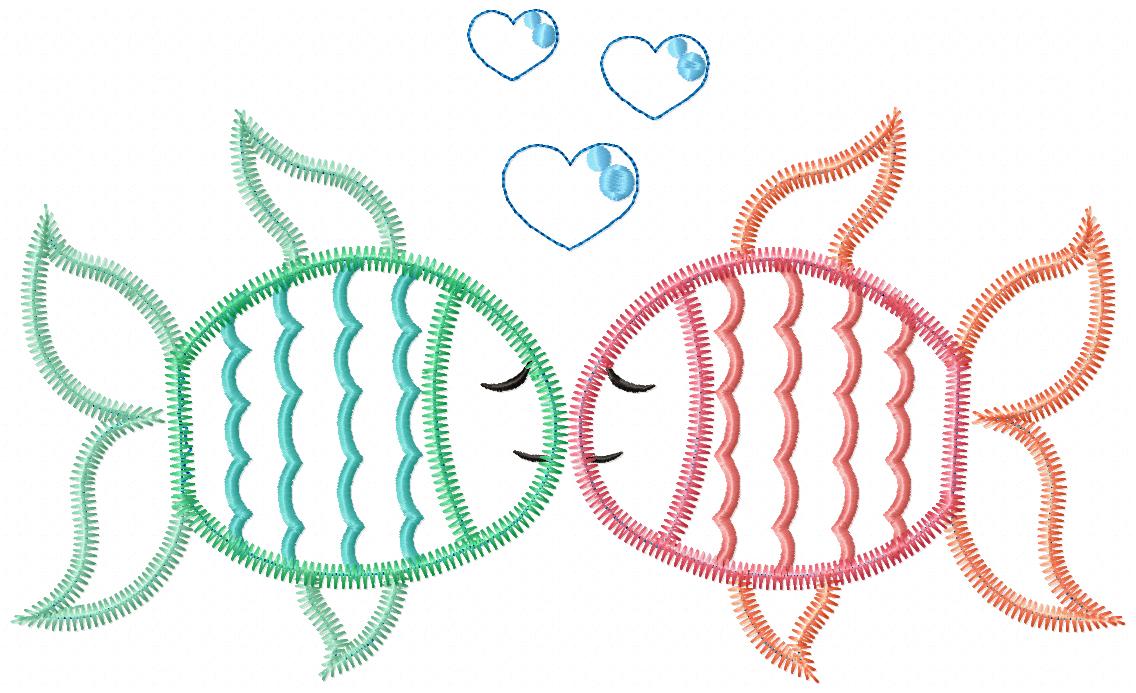 Matriz de Bordado Peixinhos Beijoqueiros – Estilo ZigZag