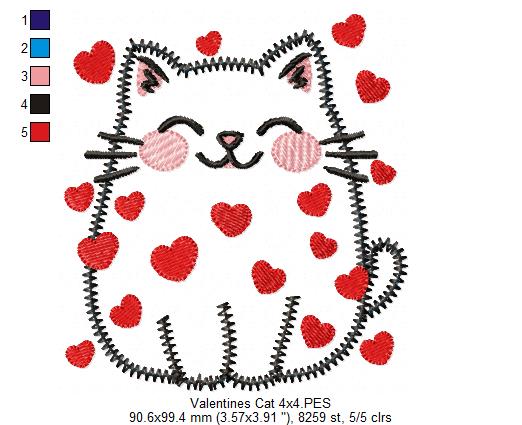 Matriz de Bordado Gatinho do Amor – Aplique - Zigzag