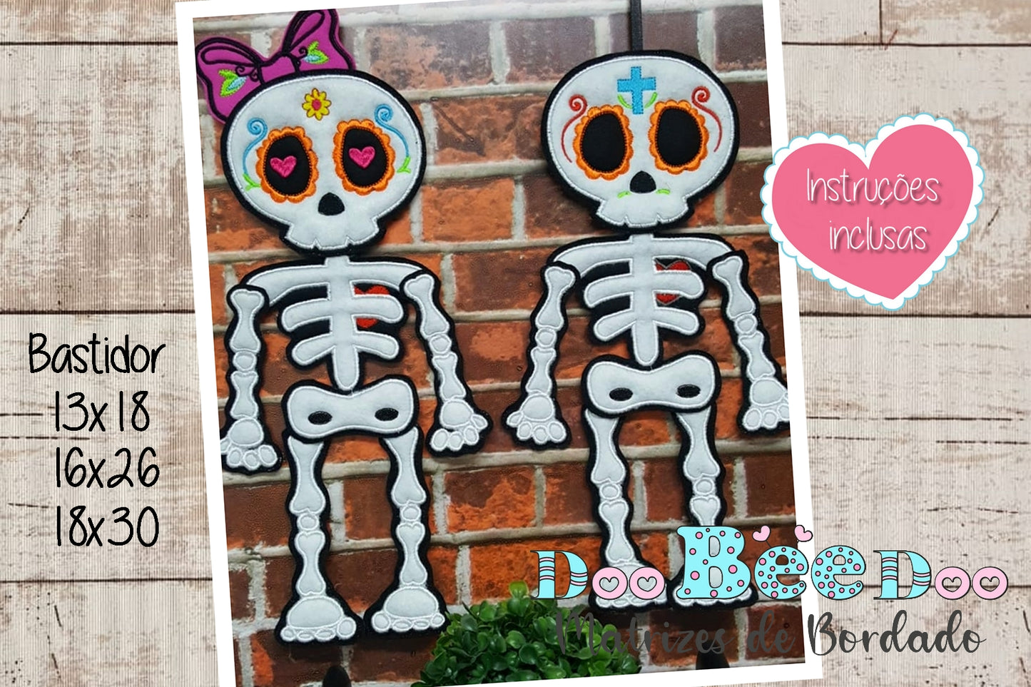 Matriz de Bordado Casal Caveira – Projeto ITH