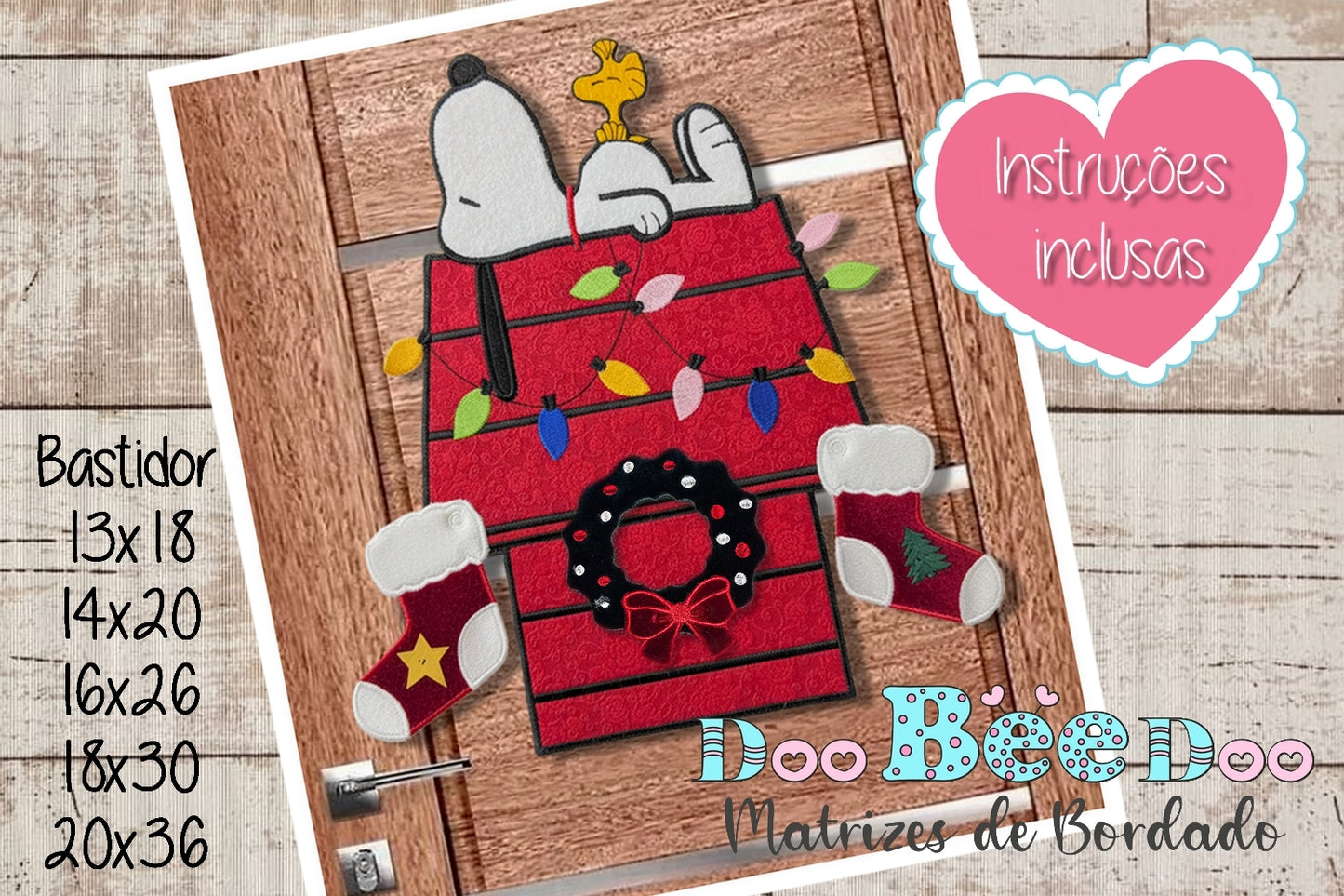 Matriz de Bordado Snoopy e Woodstock de Natal – Projeto ITH