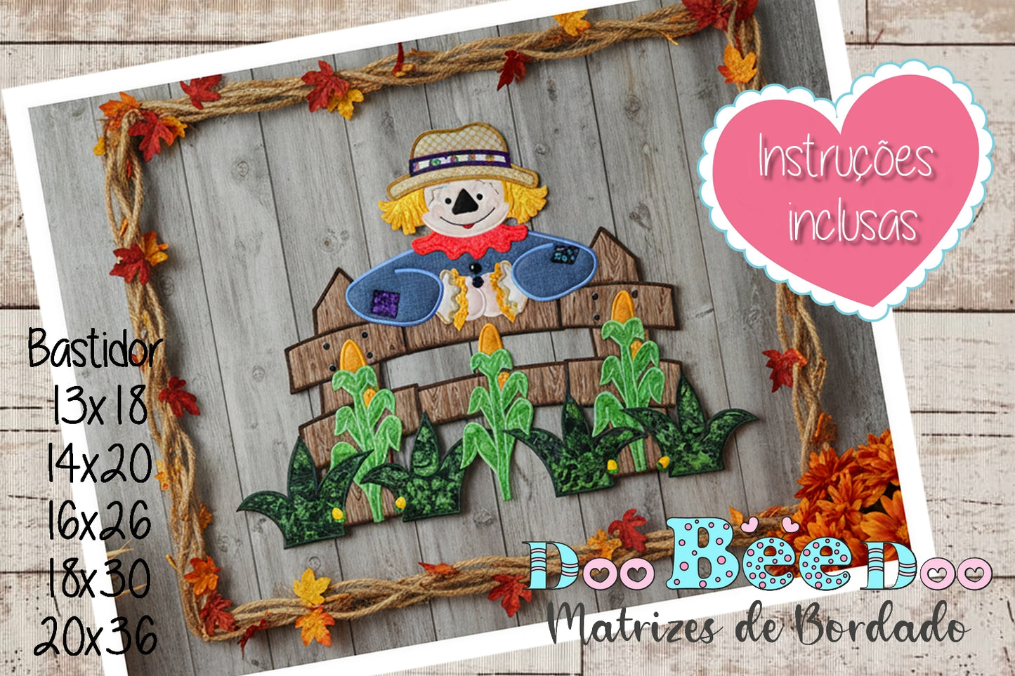 Matriz de Bordado Espantalho com Milhos – Projeto ITH