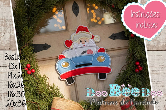 Matriz de Bordado Papai Noel no Carro – Projeto ITH
