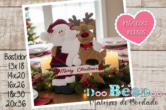 Matriz de Bordado Papai Noel e Rena – Projeto ITH