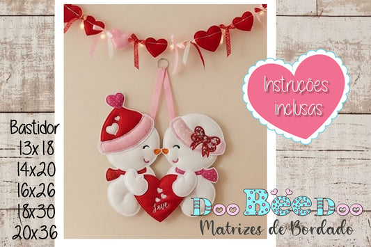 Matriz de Bordado Casal de Bonecos de Neve Apaixonados – Projeto ITH