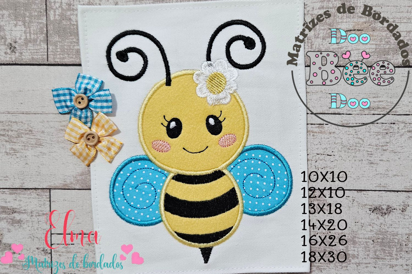 Matriz de Bordado Abelhinha Encantadora com Asas Decoradas – Aplique