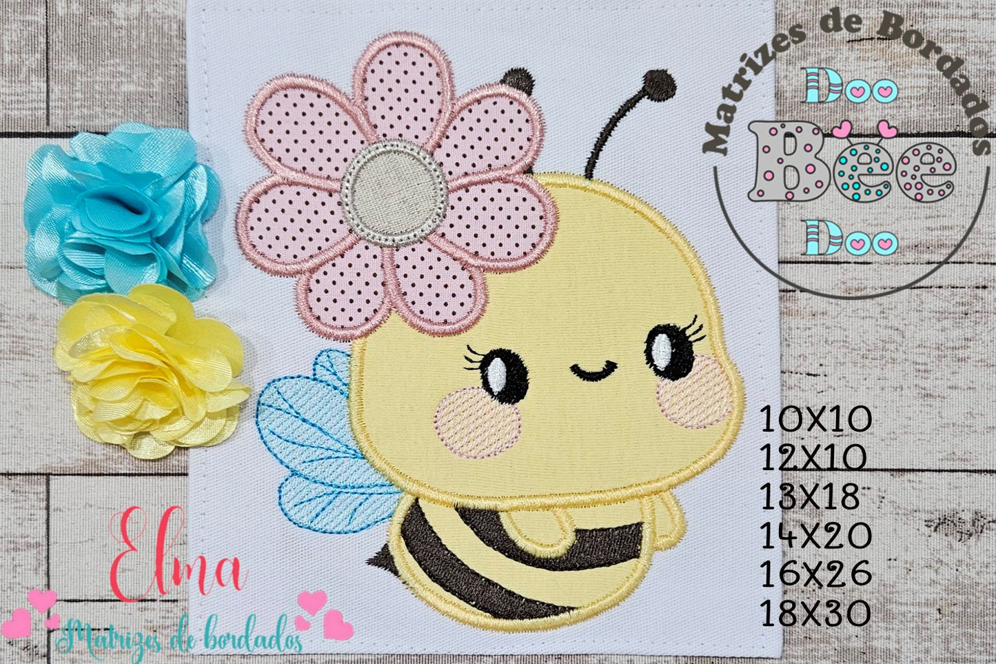 Matriz de Bordado Abelinha Fofura em Pétalas – Aplique