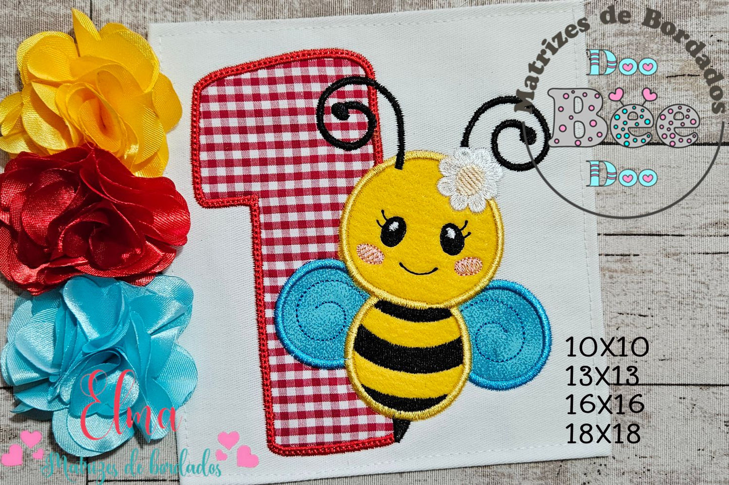 Matriz de Bordado Abelhinha do Primeiro Aninho – Aplique
