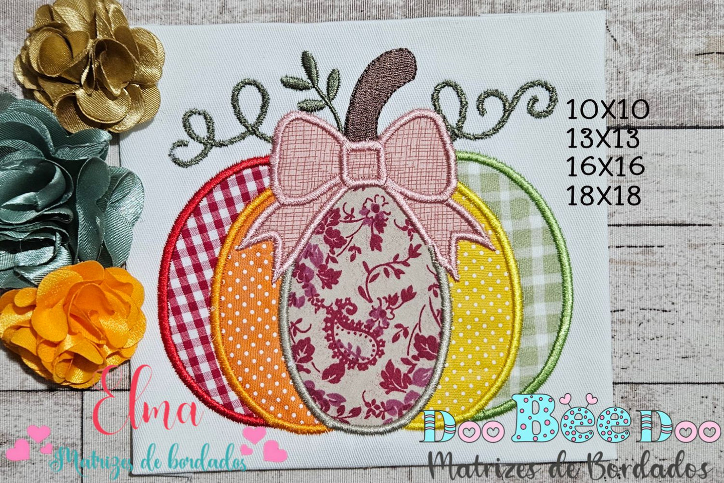 Matriz de Bordado Abóbora Fofa de Outono – Aplique