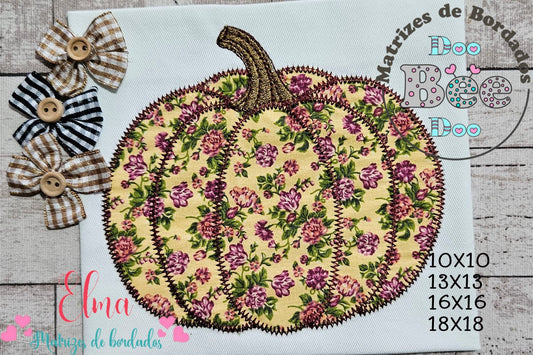 Matriz de Bordado Abóbora Outonal -  Aplique Zigzag