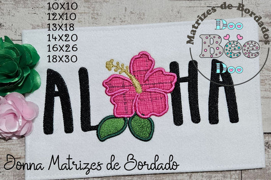 Matriz de Bordado Aloha Tropical com Hibisco – Aplique