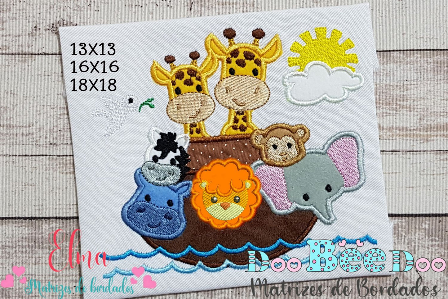 Matriz de Bordado Safari da Arca de Noé Divertido – Aplique