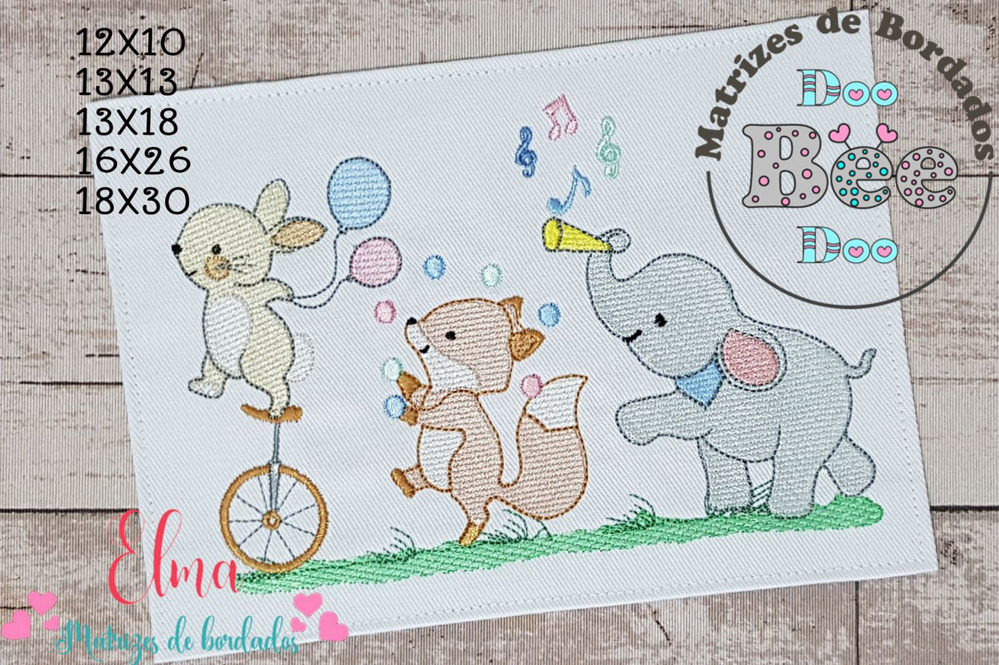 Matriz de Bordado Desfile de Animais Fofinhos – Ponto Rippled