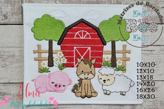 Matriz de Bordado Fazendinha Fofa com Animais – Ponto Cheio
