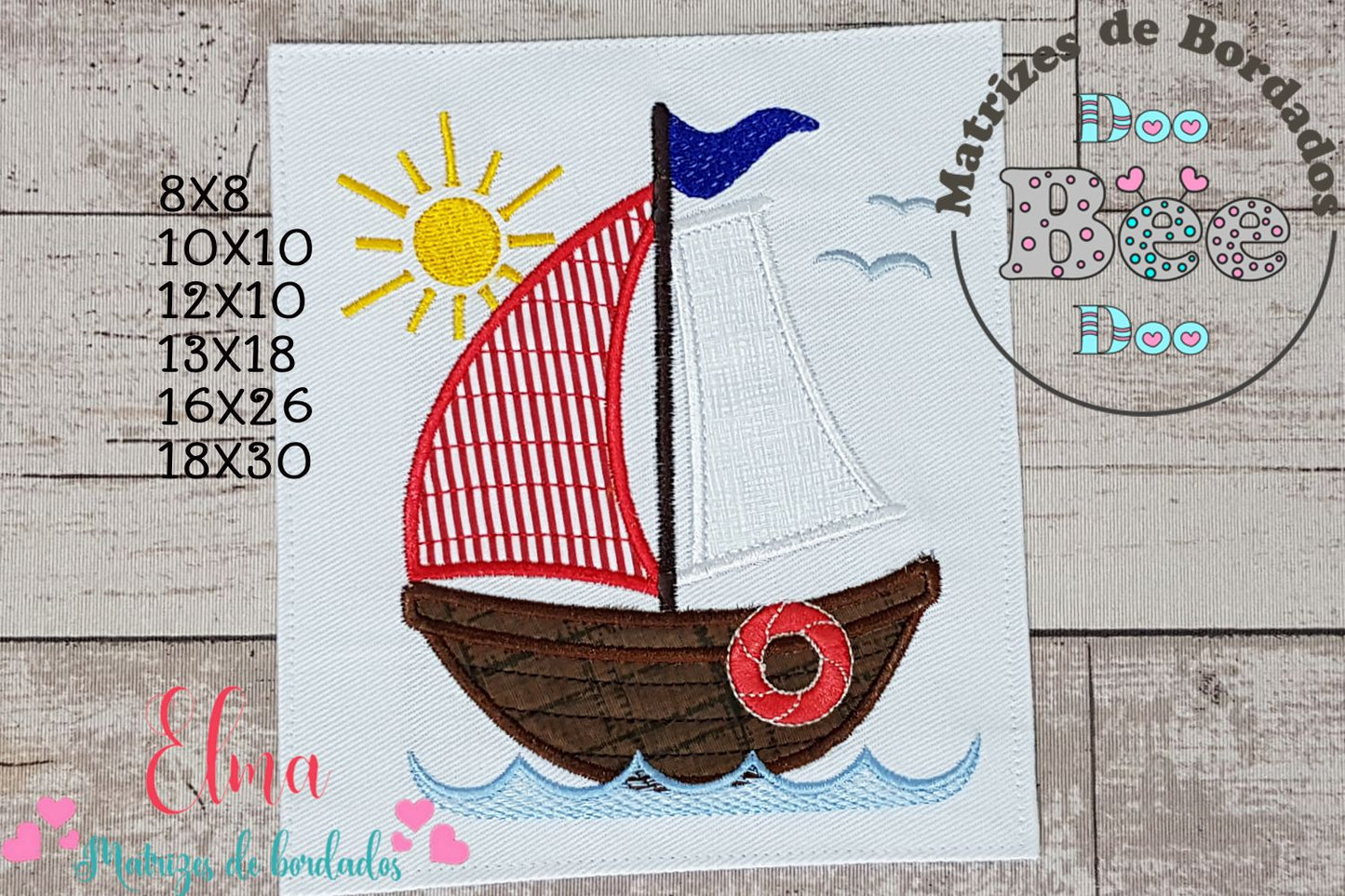 Matriz de Bordado Barquinho ao Vento – Aplique