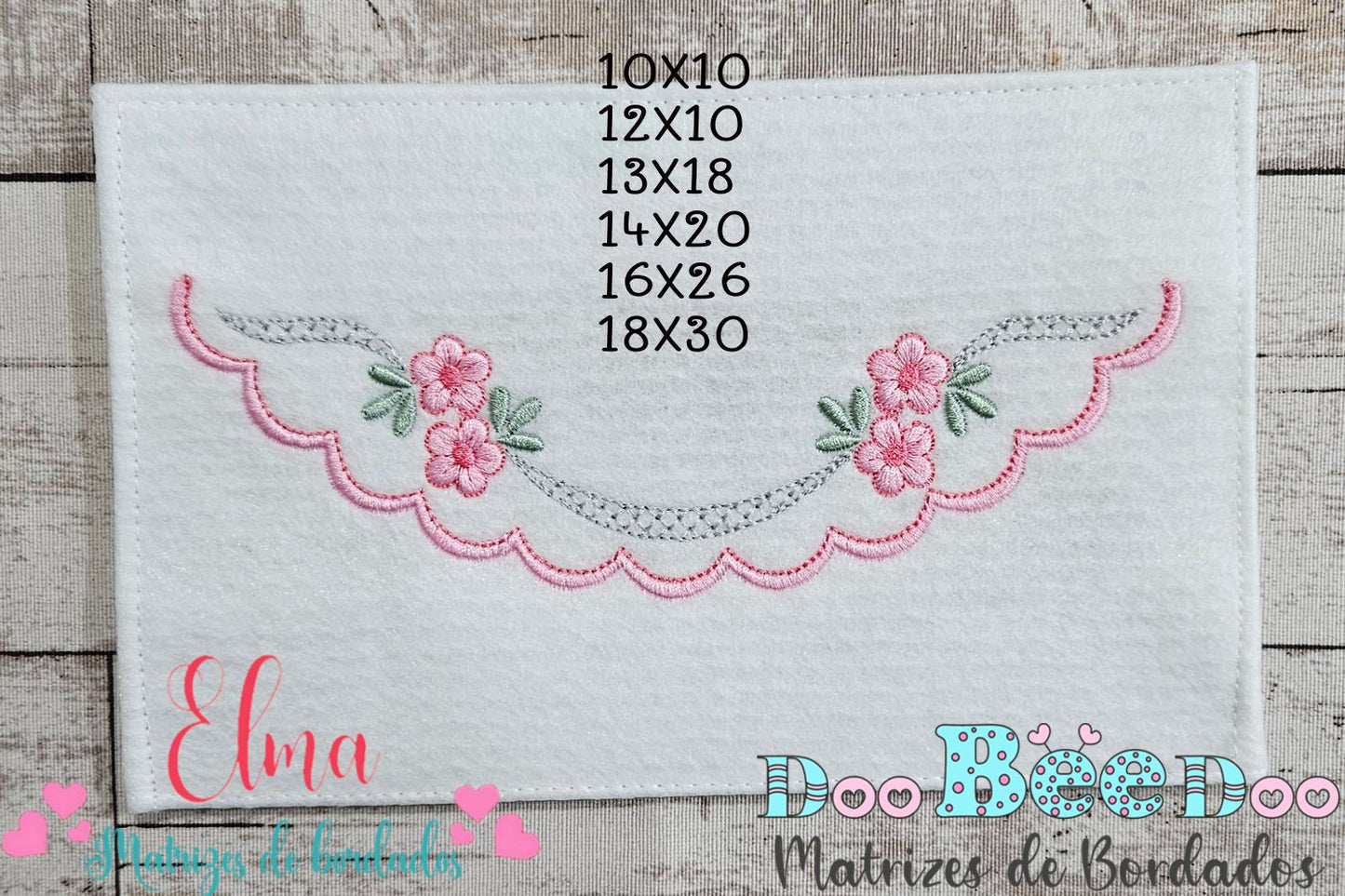 Matriz de Bordado Barrinha Floral Delicada com Flores – Ponto Satim