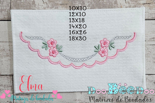 Matriz de Bordado Barrinha Floral Delicada com Flores – Ponto Satim