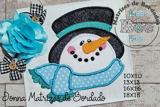 Matriz de Bordado Boneco de Neve Fofo de Inverno – Aplique