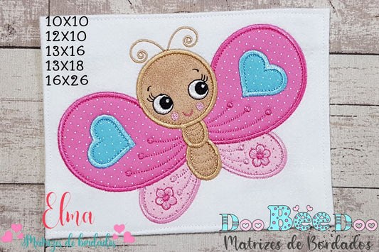 Matriz de Bordado Borboleta Coração - Aplique