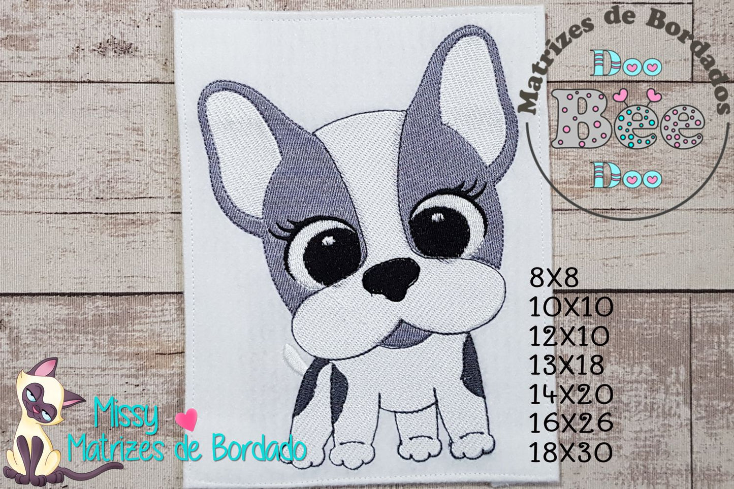 Matriz de Bordado Cachorrinho Bulldog Fofo – Ponto Cheio