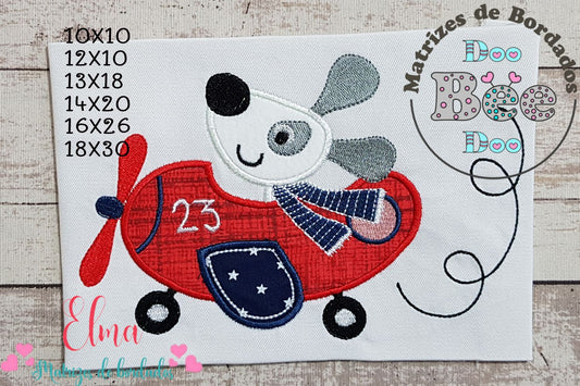 Matriz de Bordado Cachorrinho Aviador no Aviãozinho – Aplique