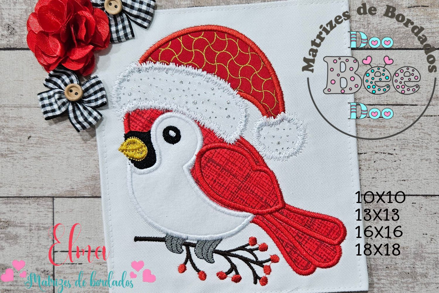 Matriz de Bordado Passarinho Fofo Natal – Aplique