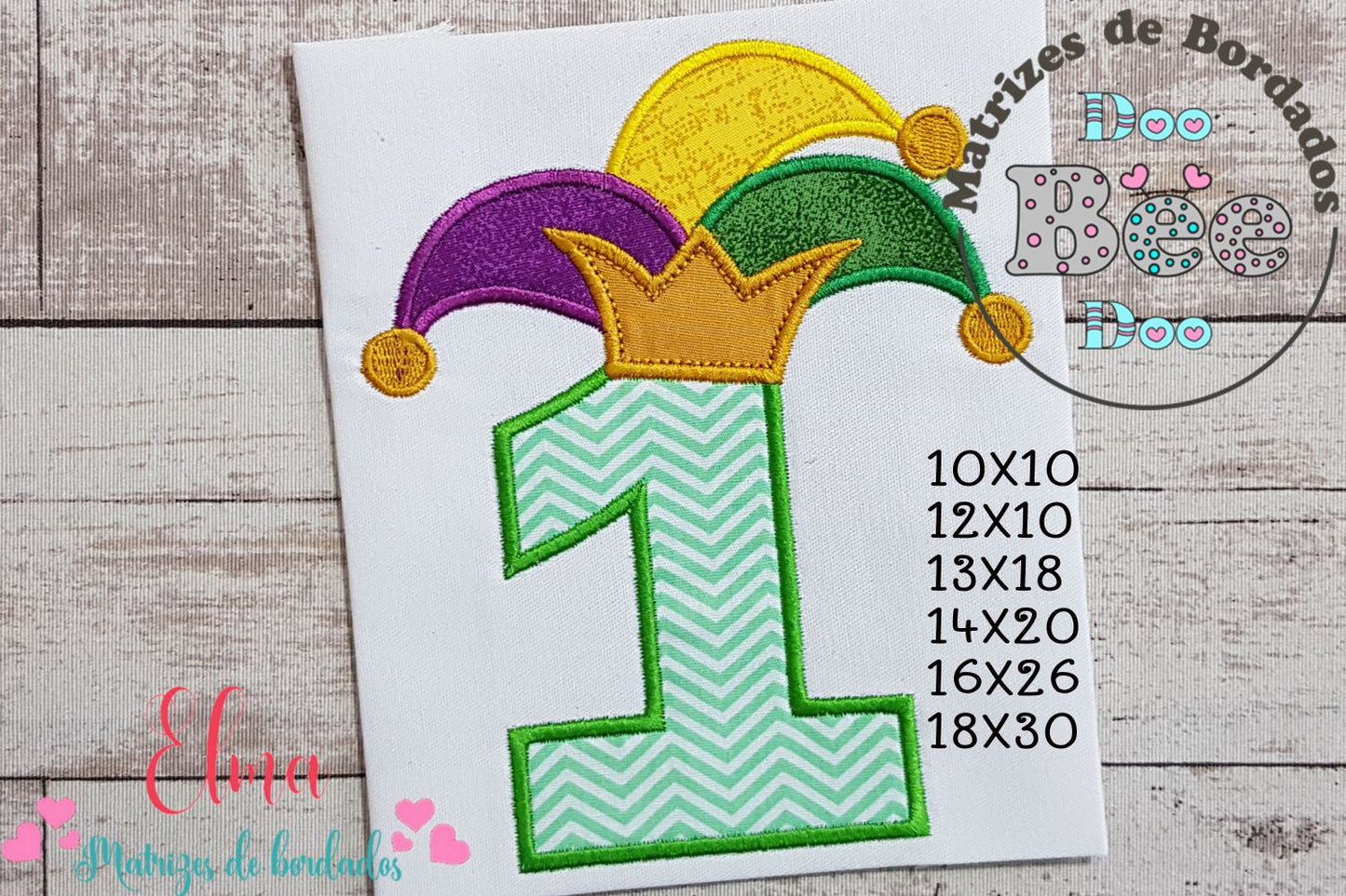 Matriz de Bordado Carnaval Número 1 com Chapéu Divertido – Aplique